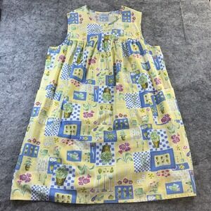 National VTG Mumu Women's 2X Yellow Floral Lots Of Pots Print With Pockets